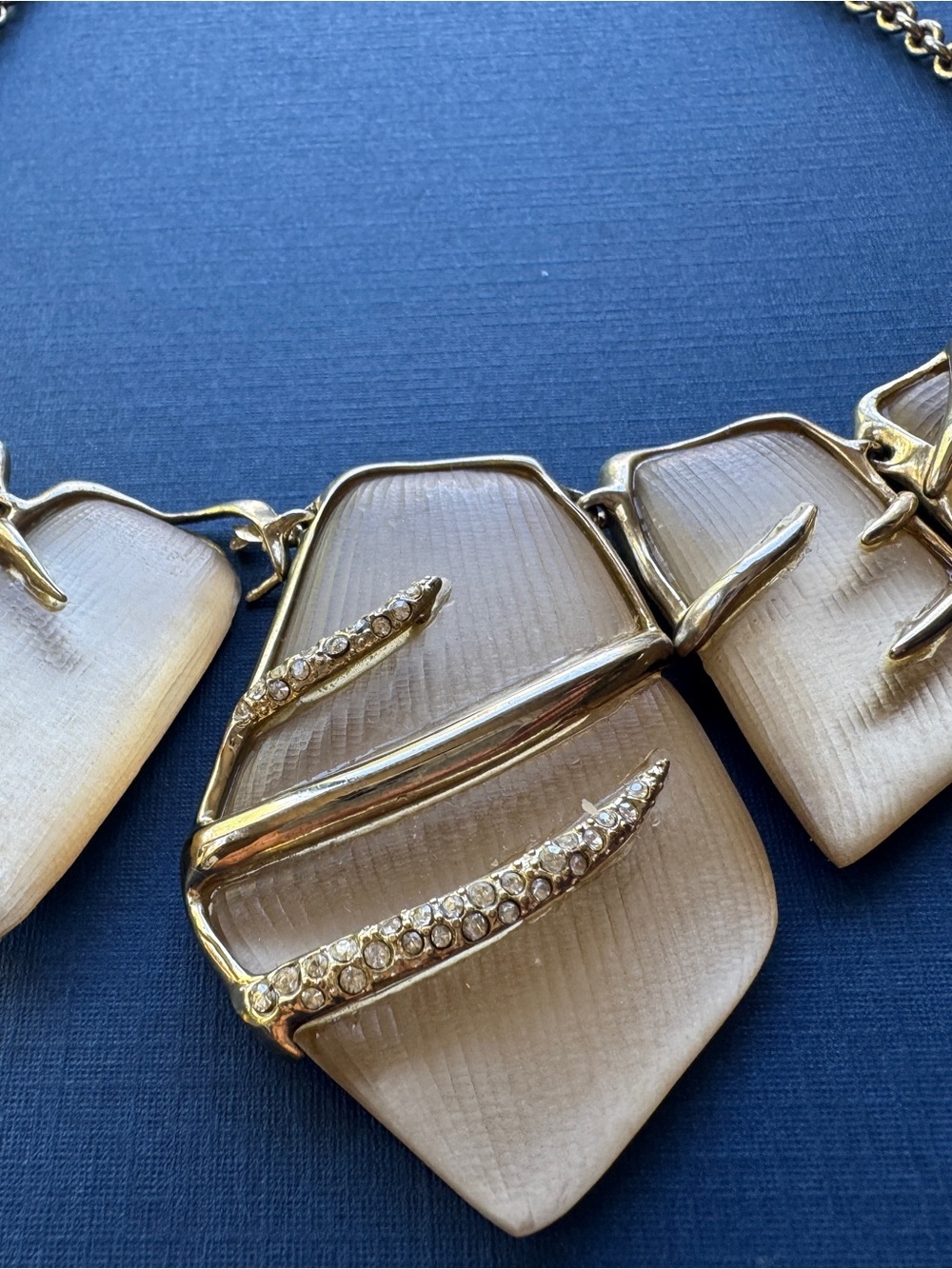 Alexis Bittar Gold-Toned Sculptural Lucid Bib Necklace with Pavé Crystal accents - Picture 2 of 4